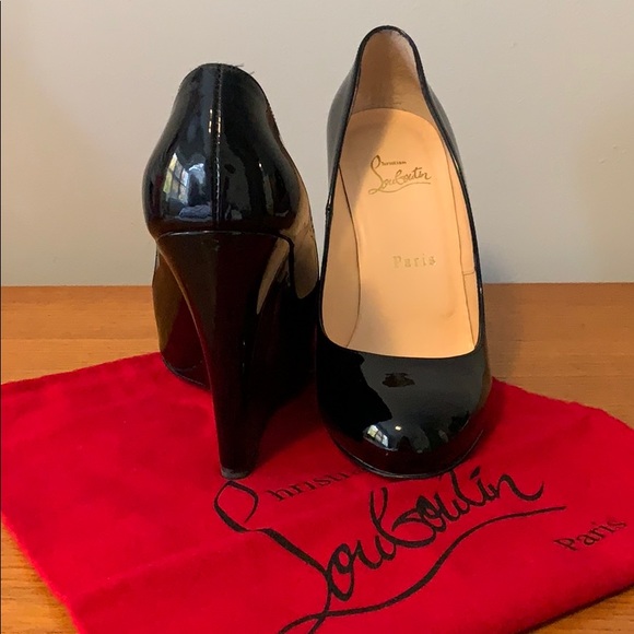 Christian Louboutin RonRon Wedges (blk, sz 37) - Picture 8 of 10